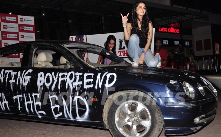 Shraddha Kapoor breaks a Jaguar for Luv Ka The End promotions