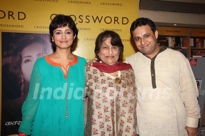 Divya Dutta with her brother at mom Nalini's book 'Katra Katra Zindgi' launch at crossword