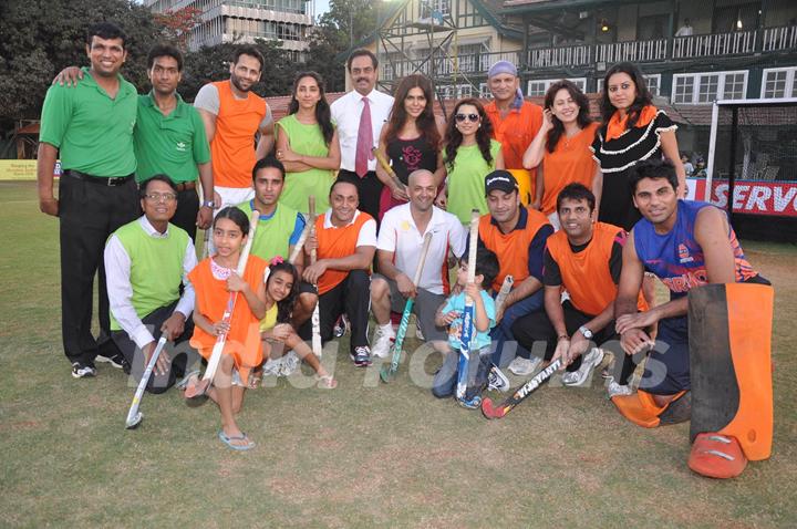 Dilip Vengsarkar and Rahul Bose at celebrity hockey match. .