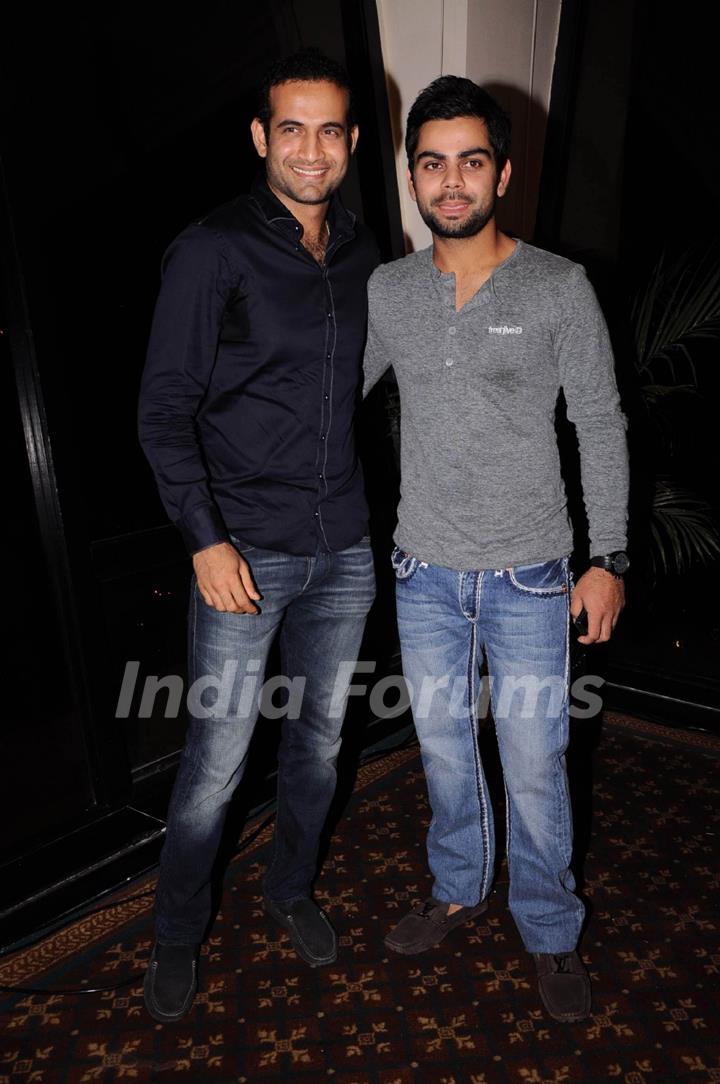 Virat Kohli and Irfan Pathan at Harsha Bhogle's book launch at Trident