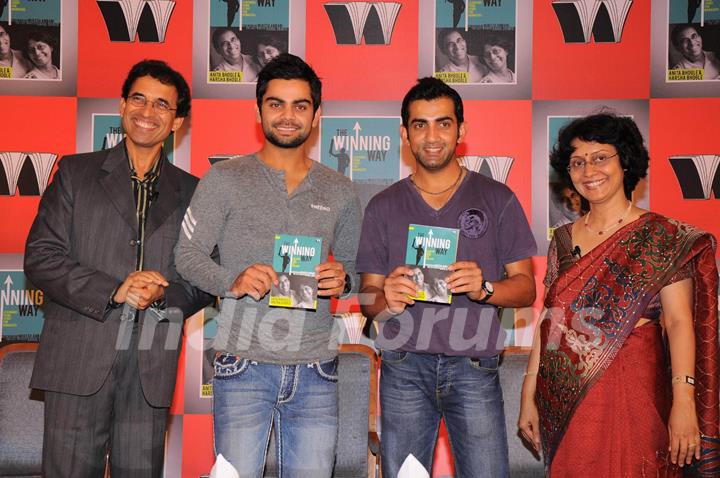 Gautam Gambhir and Virat Kohli at Harsha Bhogle's book launch at Trident