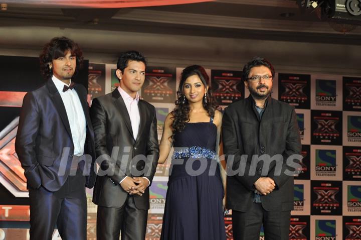 Sonu Nigam, Aditya Narayan, Shreya Ghosal and Sanjay Leela Bhansali at 'X Factor India' Launch