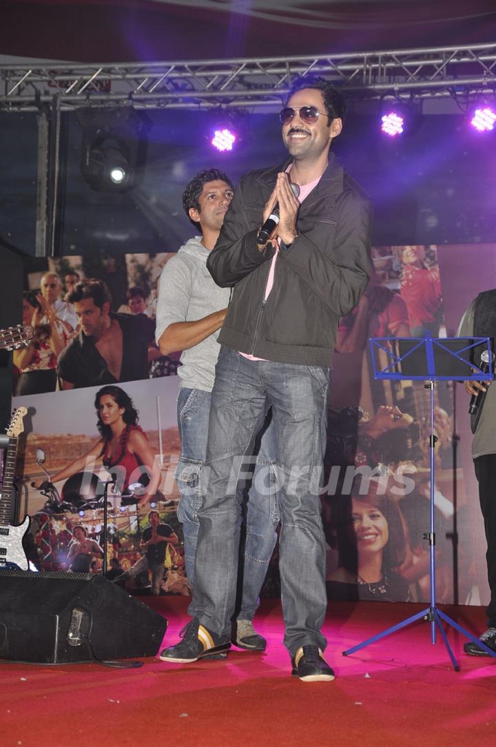 Farhan Akhtar and Abhay Deol at Music launch of movie 'Zindagi Na Milegi Dobara' at Nirmal Lifestyle