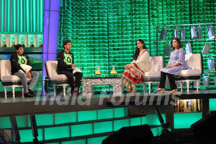 Cyrus Broacha, Vikram Chandra, Katrina Kaif & Farah Khan on NDTV Greenathon that took place at Yash