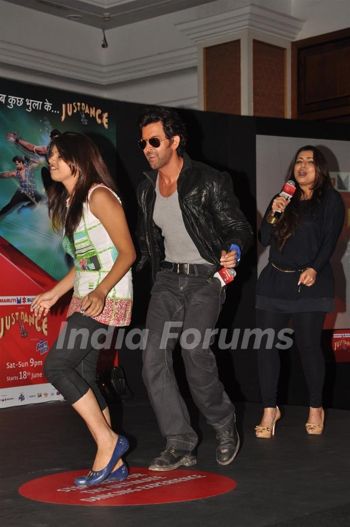 Hrithik Roshan and Vaibhavi Merchant at television’s reality show platform, 'Just Dance' press meet at TajLands End