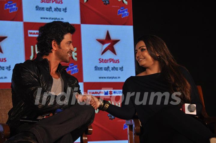 Hrithik Roshan and Vaibhavi Merchant at television’s reality show platform, 'Just Dance' press meet at TajLands End