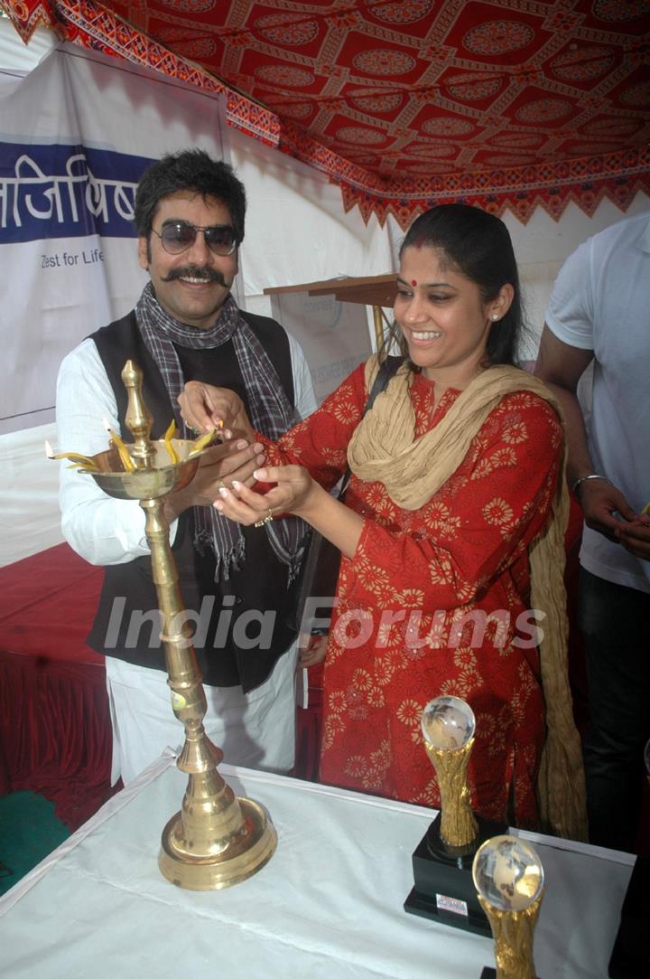 Renuka and Ashutosh Rana at Dimple Ghosh  calls centre for handicapped children at Versova