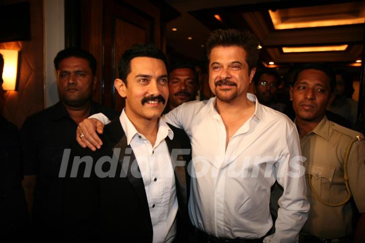 Aamir Khan and Anil Kapoor at Delhi Belly success bash at Taj Lands End, Bandra, Mumbai