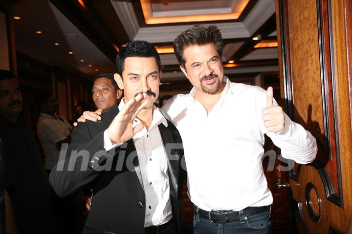 Aamir Khan and Anil Kapoor at Delhi Belly success bash at Taj Lands End, Bandra, Mumbai