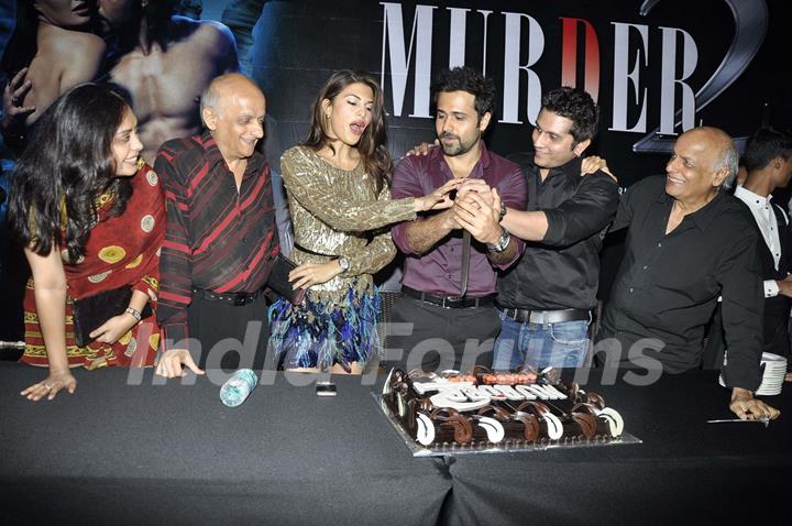 Jacqueline, Emraan, Mukesh and Mahesh Bhatt at Murder 2 success bash at Enigma, Mumbai