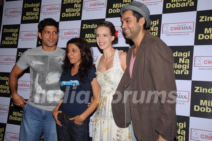 Farhan, Zoya Akhtar, Abhay Deol & Kalki Koechlin promote ZNMD at Cinemax, Mumbai