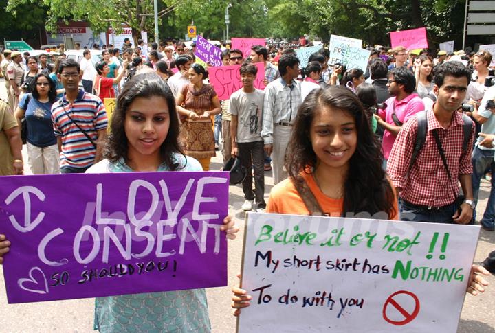 The Slutwalk Delhi 2011, at Janter Manter in New Delhi on Sunday. .