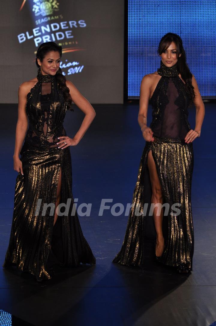 Malaika and Amrita at Blenders Fashion Tour 2011 Day 3. .