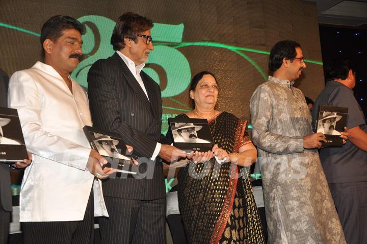 Megastar Amitabh Bachchan unveils Nitin Desai's book at his 25th year celebrations at JW Marriott in Mumbai.  .