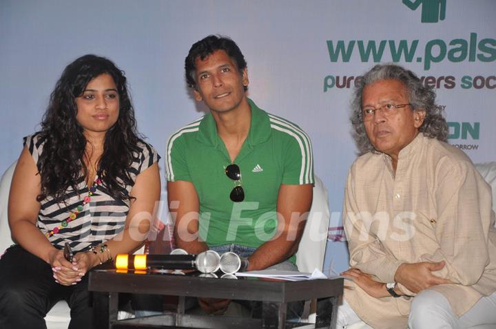 Milind Soman at Suzlon's new brand campaign for cleaner air at trident. .