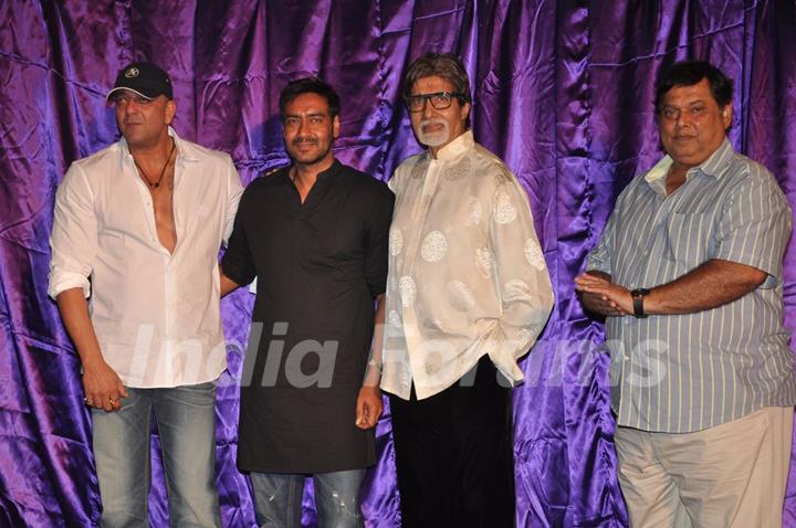 Ajay Devgan, Sanjay Dutt and Amitabh Bachchan unveiled Rascals first look at PVR, Juhu.  .