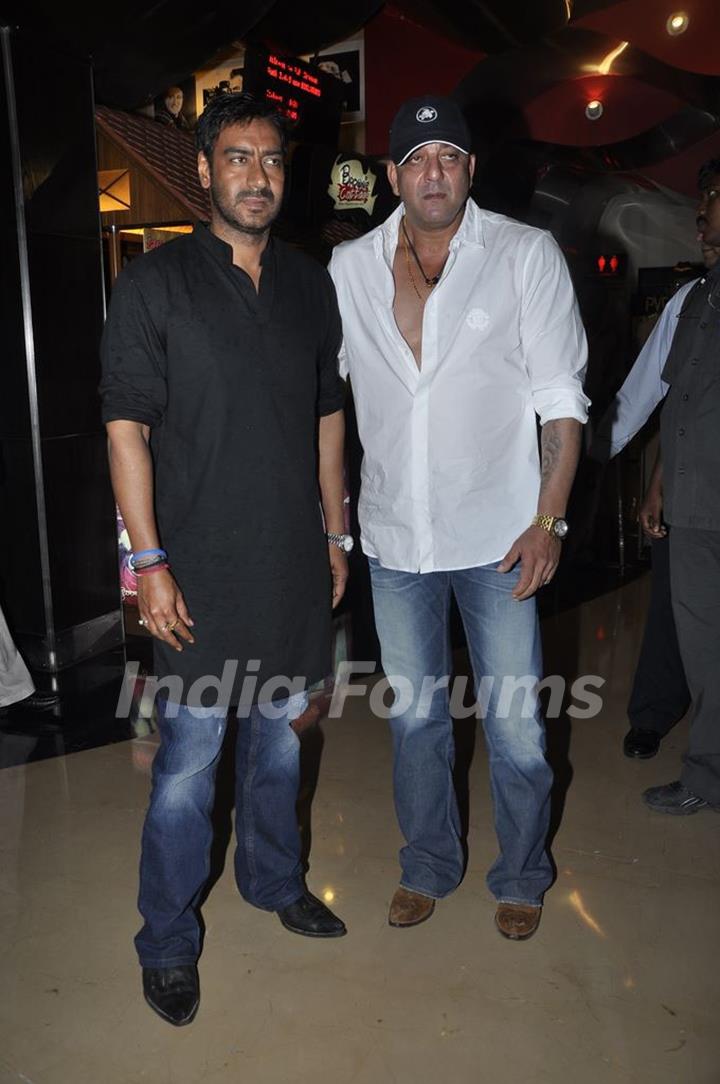 Ajay Devgan and Sanjay Dutt Amitabh Bachchan unveiled Rascals first look at PVR, Juhu.  .