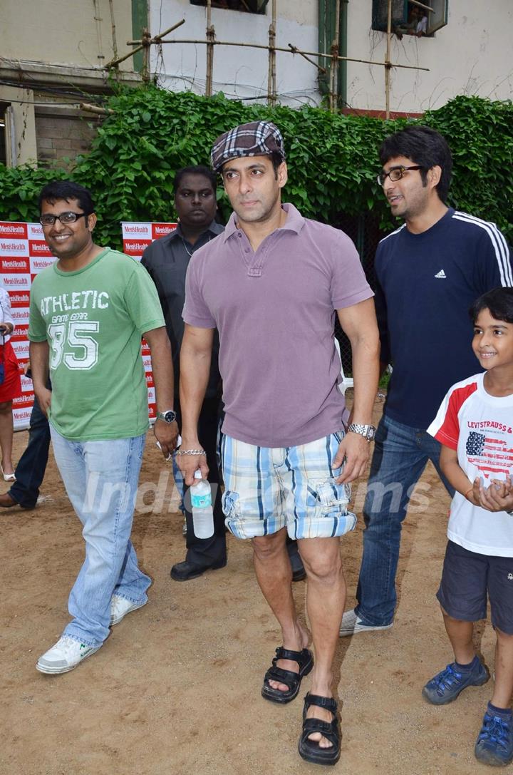 Salman Khan at Men's Health Friendly Soccer match with celeb dads and kids at Stanslauss School. .