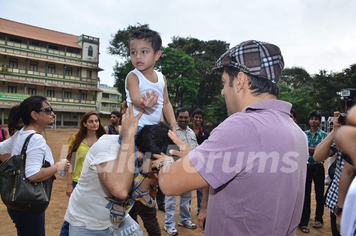 Salman Khan at Men's Health Friendly Soccer match with celeb dads and kids at Stanslauss School. .