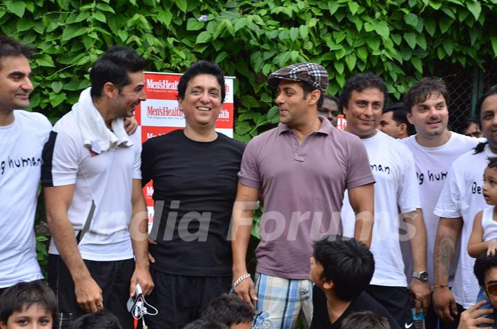 Sohail Khan, Arbaaz Khan, Dino Morea, Salman Khan at Men's Health Friendly Soccer match with celeb dads and kids at Stanslauss School. .