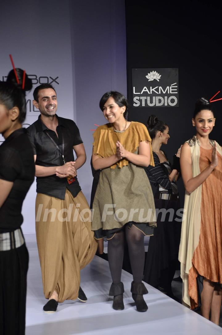 Model with designers Shraddha and Mayank's collection during the first day of Lakme fashion week winter/festive 2011, in Mumbai. .
