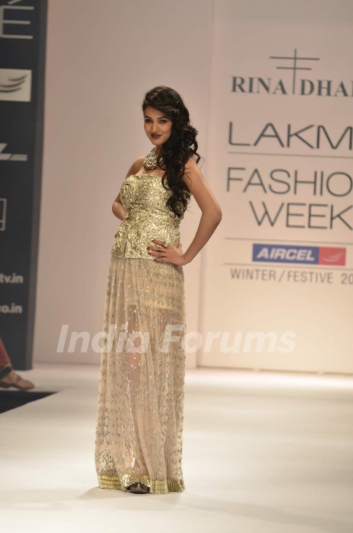 Model display the designer Rina Dhaka's collection during the first day of Lakme fashion week winter/festive 2011, in Mumbai. .