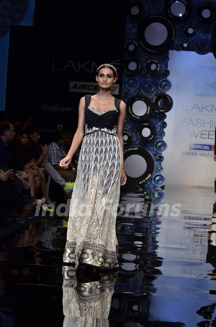 Model display the designer JJ Valaya's collection during the first day of Lakme fashion week winter/festive 2011, in Mumbai. .