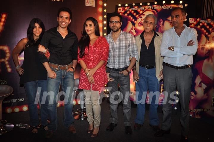 Ekta with Naseeruddin,Emraan, Tusshar and Vidya Balan at first look of 'The Dirty Picture' at Bandra