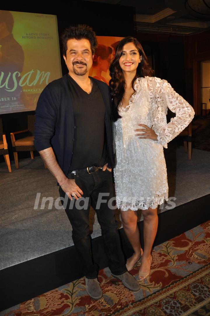 Anil and Sonam Kapoor at Music success party of film 'Mausam' at Hotel JW Marriott in Juhu, Mumbai