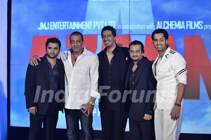 Sanjay Dutt launches the music of film Aazaan with star cast of film at Sahara Star