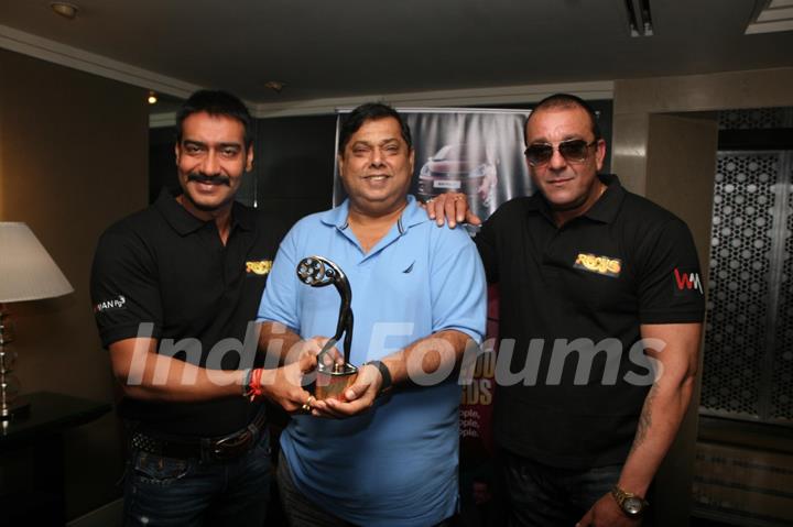 Ajay Devgn, Sanjay Dutt and David Dhawan at Film 'Rascals' unveil the Bhaskar Bollywood Awards