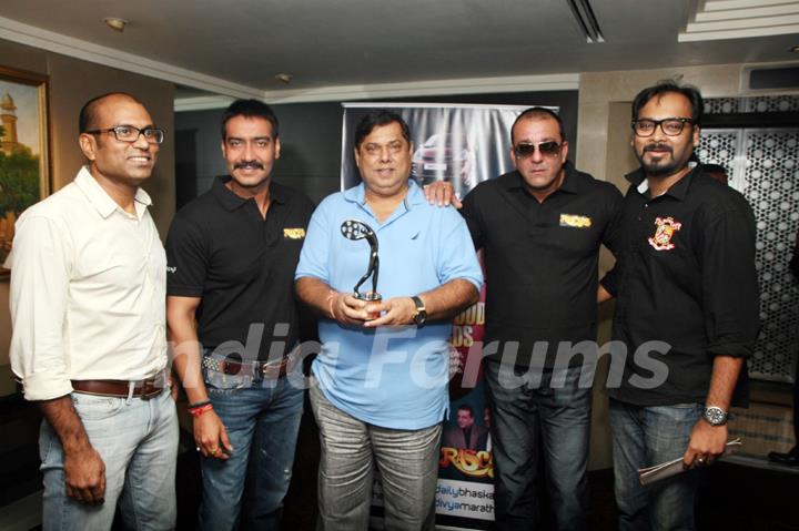 Ajay Devgn, Sanjay Dutt and David Dhawan at Film 'Rascals' unveil the Bhaskar Bollywood Awards