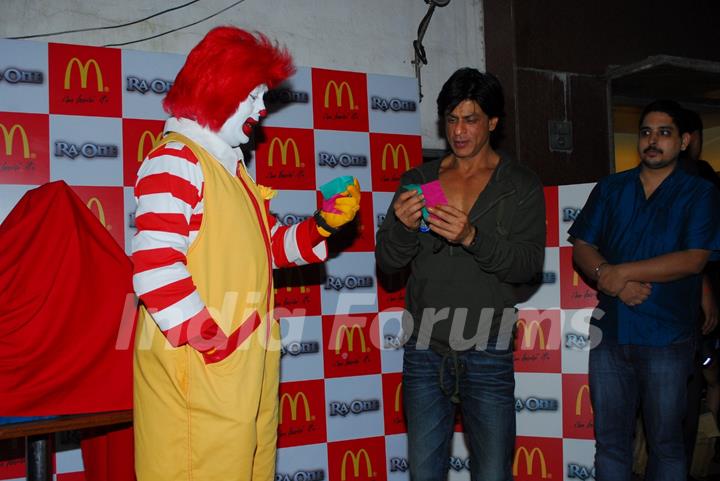 Shah Rukh Khan during the launch of McDonald’s Happy Meal contest for his  film promotion 'Ra.One' in Mumbai