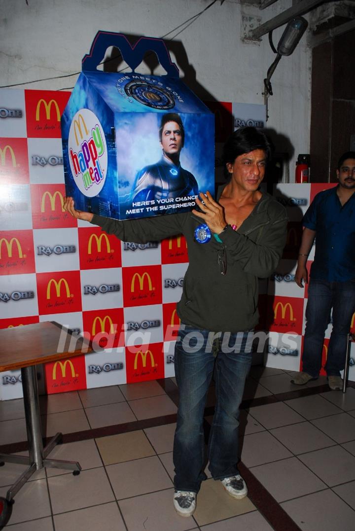 Shah Rukh Khan during the launch of McDonald’s Happy Meal contest for his  film promotion 'Ra.One' in Mumbai