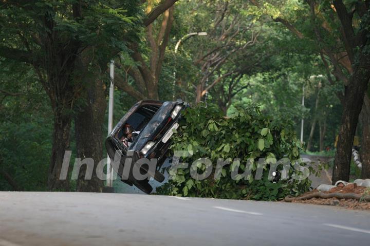 Madhurima Tuli, Alankrita Dogra, Anik Singhal shoot car topple n blast for Hollywood film Lethal Comission in Mumbai