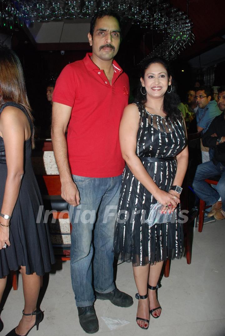 Indrani Haldar with Vishwajeet Pradhan in 'Maryaada Lekin Kab Tak' tvshow completion party