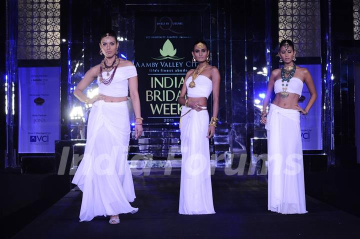 Models walks the ramp for designer Queenie show at Amby Valley India Bridal Week day 2. .