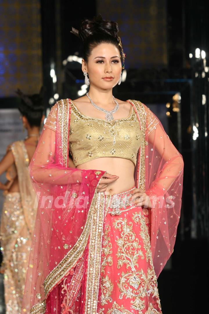 Model walks on the ramp for Neeta Lulla Show at India Bridal week 2011 Day 4 in Grand Hyatt, Mumbai