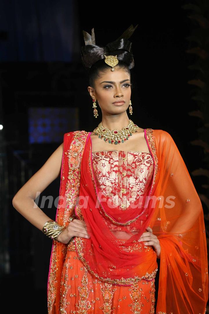 Model walks on the ramp for Neeta Lulla Show at India Bridal week 2011 Day 4 in Grand Hyatt, Mumbai