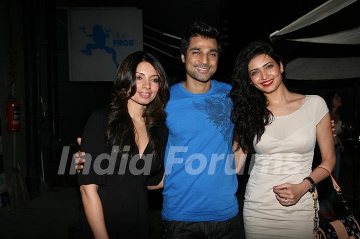 Hanif, Shama and Karishma at Mikey Mc Cleary's THE BARTENDER music album launch at Blue Frog