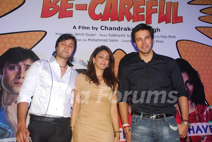 Cast at 'Be-Careful' music launch at Sheesha Lounge