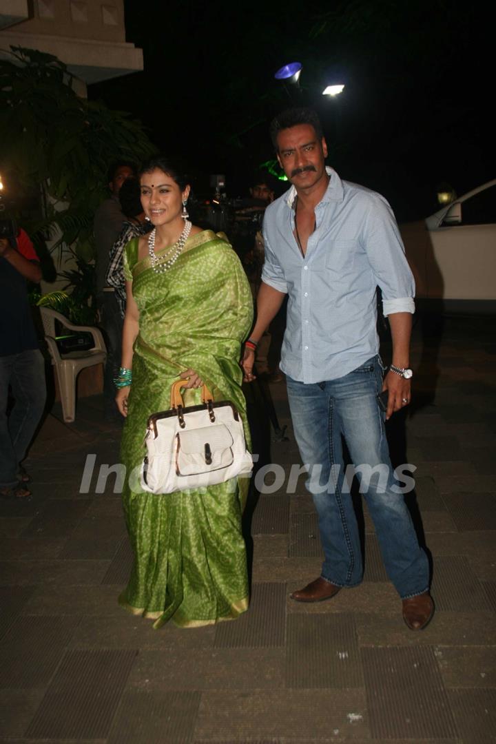 Ajay and Kajol Devgn grace Sanjay Dutt's Mata Ki Chowki in Bandra