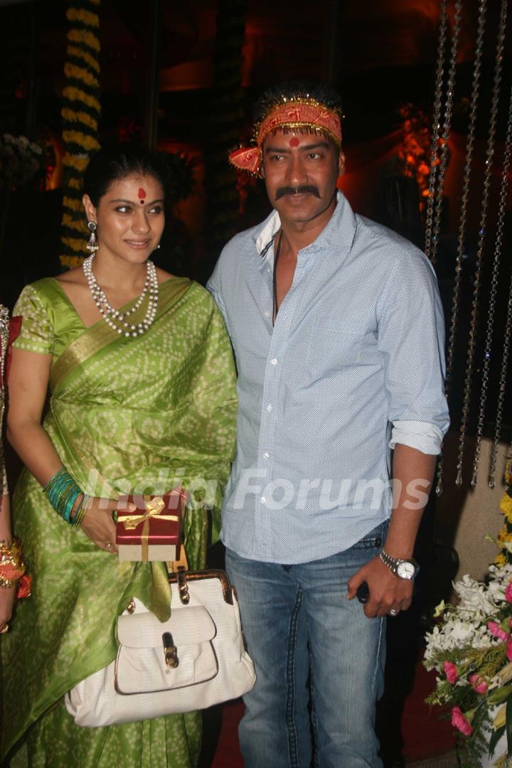 Ajay and Kajol Devgn grace Sanjay Dutt's Mata Ki Chowki in Bandra