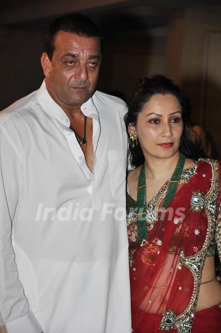 Sanjay Dutt with wife Manyata grace Mata Ki Chowki in Bandra