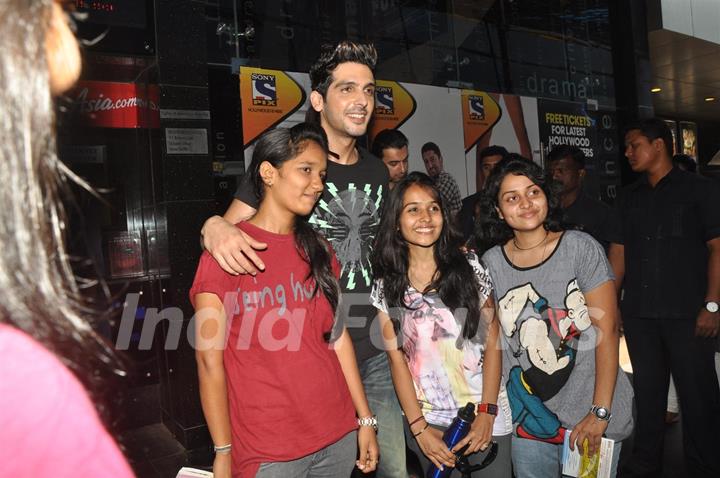 Zayed Khan with fans sales ticket of film 'Love Breakups Zindagi' at box office