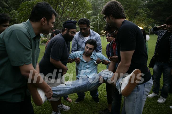 Ranbir Kapoor celebrates birthday with the cast of Anurag Basu's-Barfee