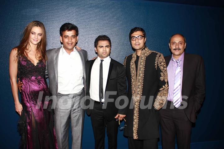 Sachin Joshi,Ravi Kissen and Candice Boucher at Premiere of film 'Aazaan' at Grand Cineplex in Dubai