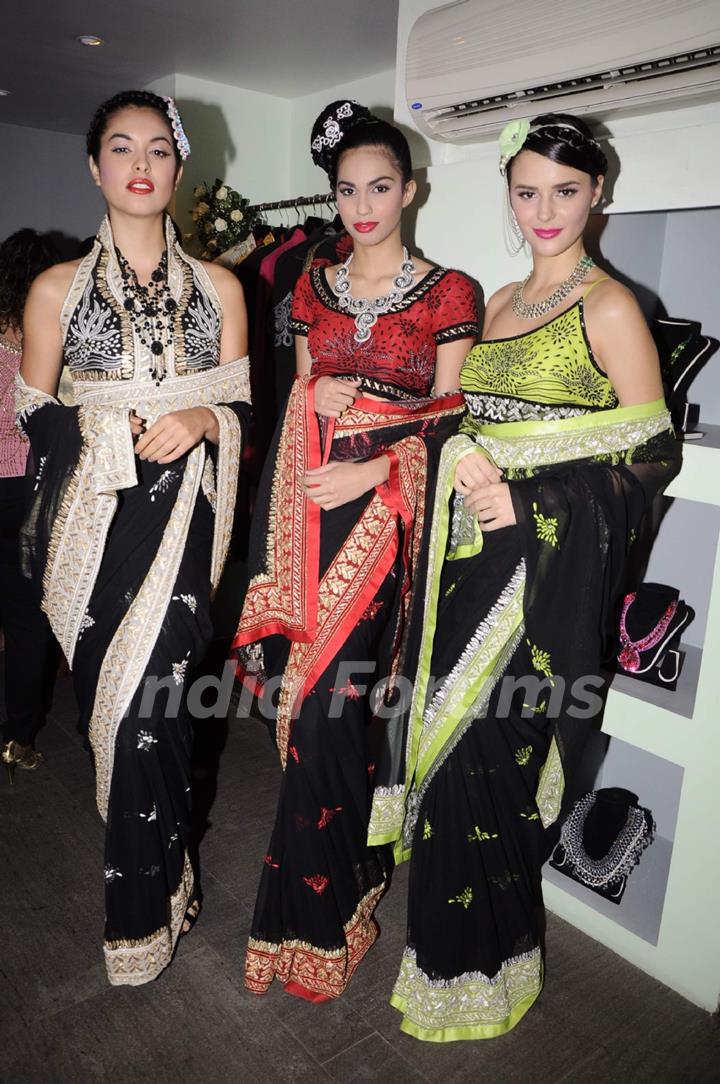 Models for the Azeem Khan's festive collection launch at Colaba