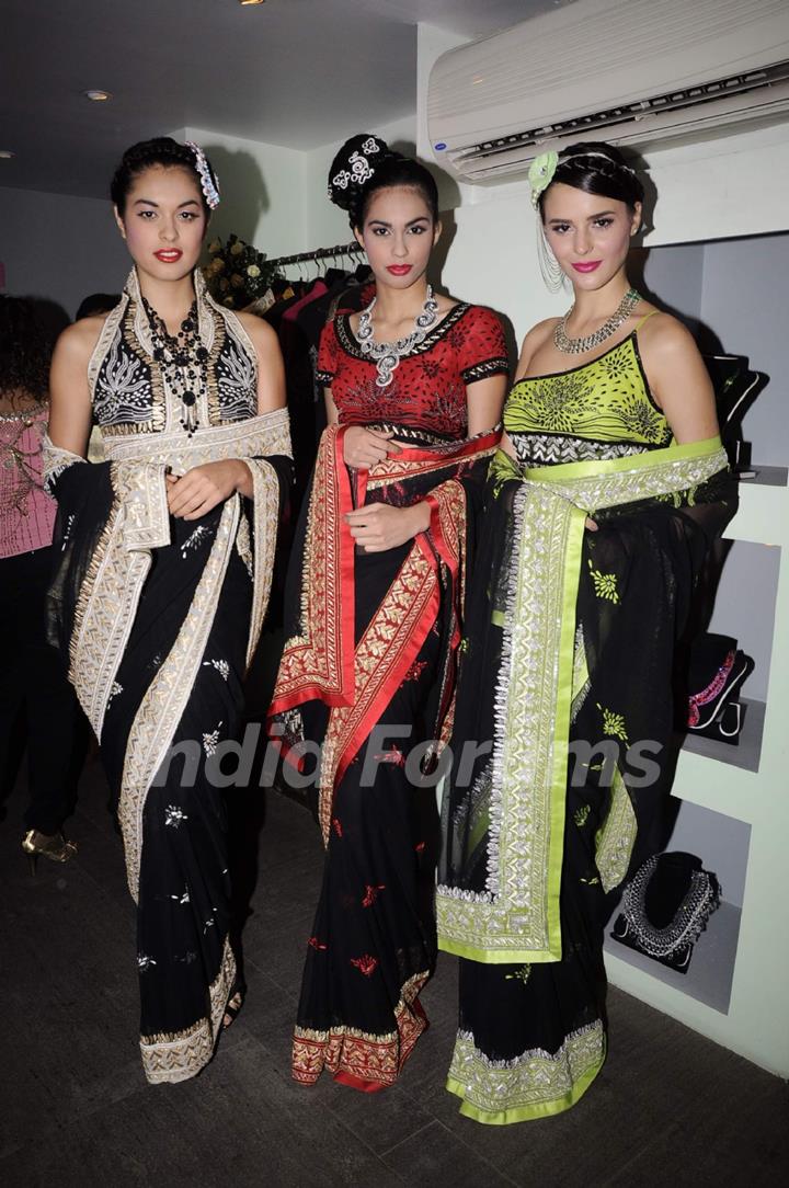 Models for the Azeem Khan's festive collection launch at Colaba