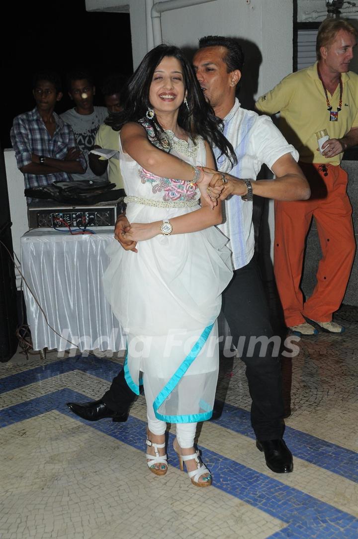 Amy Billimoria dancing with Imam Siddiquie in Pre Diwali terrace party